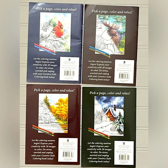 Woodland Creek Country Style Adult Coloring Books Nature Wildlife NWOT - Picture 2 of 7